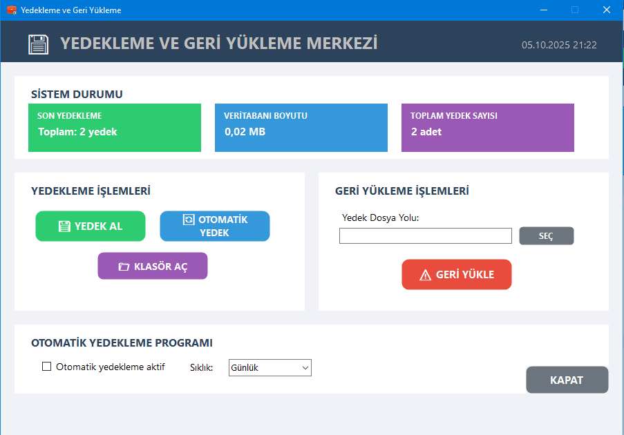 Veritabanı Ayarları