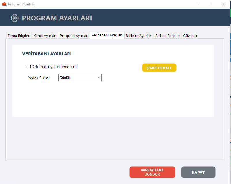Veritabanı Ayarları 2